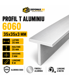 Profil T aluminiu 35 x 35 x 3 mm, 6 metri